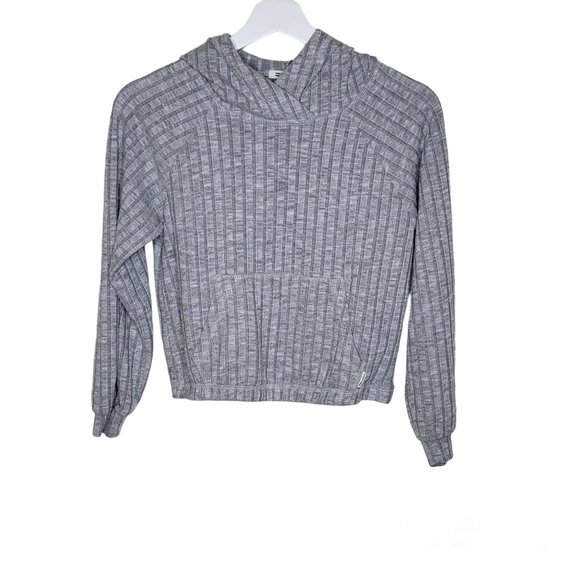 PICK 3 FOR $20 Billabong Ribbed Cropped Pullover Gray Hoodie Pocket/Pouch Size M - Picture 1 of 7
